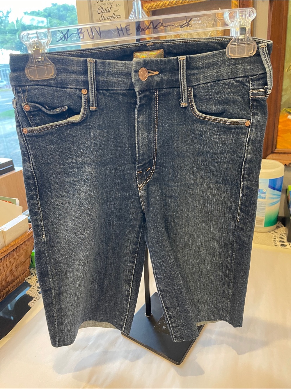 MOTHER Dark Blue Denim Shorts Size 26 Mid Rise Girl Crush